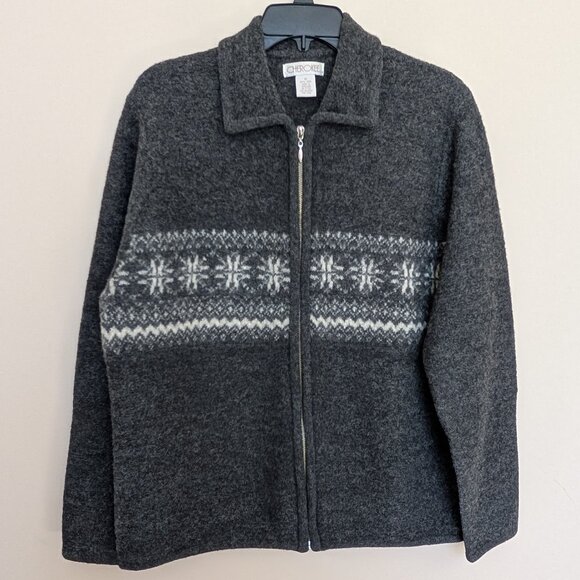 Cherokee Other - Cherokee wool full zip front jacket snowflake fair isle Medium EUC